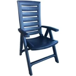 Sedia Pieghevole Esterno Poltrona Giardino Campeggio Reclinabile 5 Posizioni Blu