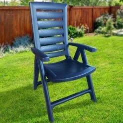 Sedia Pieghevole Esterno Poltrona Giardino Campeggio Reclinabile 5 Posizioni Blu -VIDAXLI NEGOZIO 56397103 4