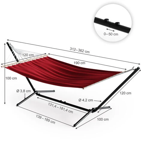 Amaca Con Struttura 350cm Rosso 3 Amaca Con Struttura 350cm Rosso - immagine 3