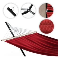 Amaca Con Struttura 350cm Rosso 9 Amaca Con Struttura 350cm Rosso -VIDAXLI NEGOZIO 59137467 5