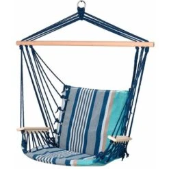 Altalena In Legno Con Braccioli. 53x100cm A Righe.