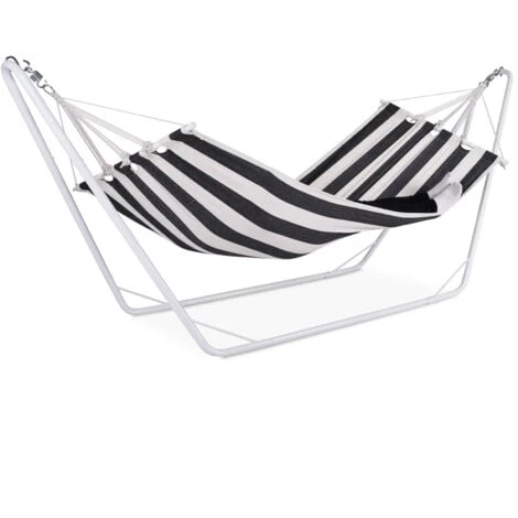 Deuba Amaca Con Telaio In Metallo Con Aggancio Rapido Max. 150kg Lettino Sospeso Campeggio Nero 2 Deuba Amaca Con Telaio In Metallo Con Aggancio Rapido Max. 150kg Lettino Sospeso Campeggio Nero - immagine 2