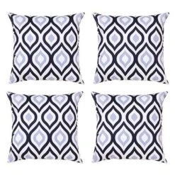 Gardenista Cuscini Decorativi Gardenista Con Stampe, 45x45 Cuscini Decorativi Con Imbottitura In Fibra Cava E Rivestimento Sfoderabile Resistente All'Acqua, (4 Pezzi), Nero/Grigio