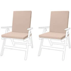 Gardenista Cuscini Per Sedie Da Giardino, Cuscini Per Sedili Pieghevoli Resistenti All'acqua Per Sedie Da Giardino Con Rivestimento Rimovibile Facile Da Pulire 2 Pezzi, Pietra