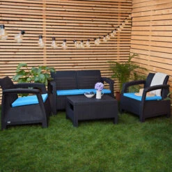 Gardenista Cuscini Per Rattan, Cuscini Di Seduta Resistenti All'acqua Per Mobili Da Esterno In Rattan Con Rivestimento Rimovibile Facile Da Pulire 4 Pezzi, Turchese -VIDAXLI NEGOZIO 60311219 5