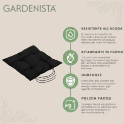 Gardenista Cuscini Per Sedie Da Giardino, Cuscini Per Sedie Da Giardino Trapuntati Resistenti All'acqua Con Lacci E Rivestimento Rimovibile Facile Da Pulire, Nero -VIDAXLI NEGOZIO 60311276 4