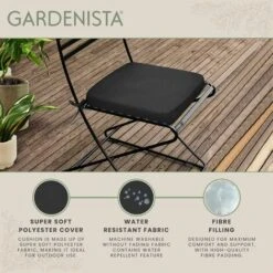 Gardenista Cuscini Per Sedie Da Giardino Con Lacci, Cuscini Per Sedie Da Giardino Resistenti All'acqua Con Rivestimento Rimovibile Facile Da Pulire, Nero -VIDAXLI NEGOZIO 60311292 4