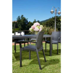 Dmora Sedia Da Esterno Viterbo, Seduta Da Giardino, Sedia Per Tavolo Da Pranzo, Poltrona Outdoor Effetto Rattan, 100 % Made In Italy, Set Da 4, Cm 54x60h82, Antracite -VIDAXLI NEGOZIO 63754983 4