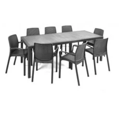 Dmora Sedia Da Esterno Viterbo, Seduta Da Giardino, Sedia Per Tavolo Da Pranzo, Poltrona Outdoor Effetto Rattan, 100 % Made In Italy, Set Da 4, Cm 54x60h82, Antracite -VIDAXLI NEGOZIO 63754983 5
