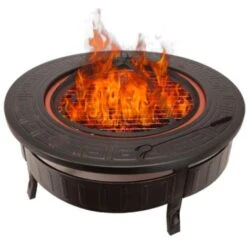 Braciere In Acciaio 3 In 1 Funzione Barbecue-Faló E Contenitore Per Ghiaccio Kekai Fox 81x35 Cm Griglia, Attizzatoio E Coperchio