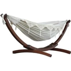 Vivere C8SPCT-00 Amaca Doppio Cotone Con Solid Pine Arc Stand, Naturale