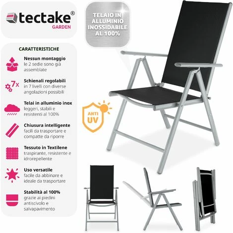 2 Sedie Da Giardino In Alluminio Pieghevoli - Arredo Giardino, Sedie Da Esterno, Sedie Giardino 2 2 Sedie Da Giardino In Alluminio Pieghevoli - Arredo Giardino, Sedie Da Esterno, Sedie Giardino - immagine 2