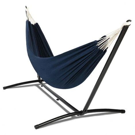 Amaca Con Supporto In Metallo E Tela Blu Navy 2 Amaca Con Supporto In Metallo E Tela Blu Navy - immagine 2