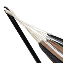 Amaca Con Supporto In Metallo E Tessuto A Righe Nere, Bianche E Cioccolato -VIDAXLI NEGOZIO 81211892 3