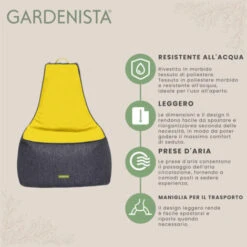 Gardenista Poltrona A Sacco Per Esterni, Poltrona A Sacco Resistente All'Acqua Con Schienale Alto Per Esterni Con Tessuto Facile Da Pulire E Imbottitura Premium, Oro -VIDAXLI NEGOZIO 82143047 3