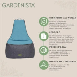 Gardenista Poltrona A Sacco, Poltrona A Sacco Con Schienale Alto Per Esterni Protetta Dai Raggi UV, Tessuto Resistente All'acqua Di Alta Qualità Con Imbottitura In Perline Di Poliestere EPS, Verde Acq -VIDAXLI NEGOZIO 82143048 3