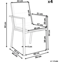 Set Di 4 Sedie Da Giardino In Metallo Nero Grigio Chiaro Cuscini In Legno Busseto -VIDAXLI NEGOZIO 84708751 3