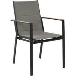 Set Di 4 Sedie Da Giardino In Metallo Nero Grigio Chiaro Cuscini In Legno Busseto -VIDAXLI NEGOZIO 84708751 4