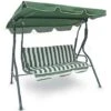 Dondolo Da Giardino 3 Posti Altalena Per Esterno Acciaio + Tettuccio Verde Green