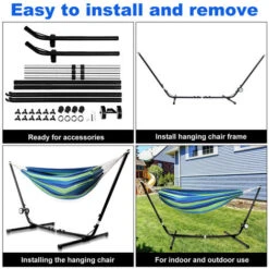 Hengda Amaca Con Telaio Amaca Ad Asta Ultraleggera Fino A 200 Kg Sedia Sospesa Per Esterni -VIDAXLI NEGOZIO 90203602 4