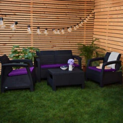 Gardenista Cuscini Per Rattan, Cuscini Di Seduta Resistenti All'acqua Per Mobili Da Esterno In Rattan Con Rivestimento Rimovibile Facile Da Pulire 4 Pezzi, Viola -VIDAXLI NEGOZIO 90267976 5