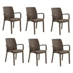 KIT 6 SEDIE SEDIA POLIPROPILENE BAR RISTORANTE INTERNO ESTERNO SIMIL RATTAN DFN