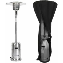 Copertura Per Riscaldatore Da Patio In Tessuto Oxford 210D, Impermeabile, Resistente, Antivento, Polvere E Neve Rondd Con Custodia Nera (226 X 85 X 48 Cm)