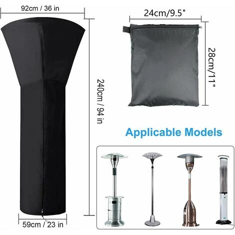 Copertura Del Riscaldatore Del Patio, Copertura Del Riscaldatore Del Patio Impermeabile 210D Oxford, Copertura Del Riscaldatore Del Patio Esterno Antipolvere/antivento (240x92x59cm) 2 Copertura Del Riscaldatore Del Patio, Copertura Del Riscaldatore Del Patio Impermeabile 210D Oxford, Copertura Del Riscaldatore Del Patio Esterno Antipolvere/antivento (240x92x59cm) - immagine 2