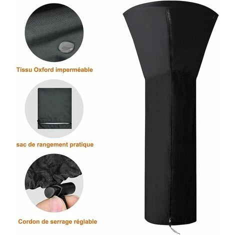 Copertura Del Riscaldatore Del Patio, Coperture Del Riscaldatore Esterne Impermeabili Rotonde Nere, Copertura Del Riscaldatore Del Patio Di Protezione Del Riscaldatore Del Patio, 226x89x48 CM 3 Copertura Del Riscaldatore Del Patio, Coperture Del Riscaldatore Esterne Impermeabili Rotonde Nere, Copertura Del Riscaldatore Del Patio Di Protezione Del Riscaldatore Del Patio, 226x89x48 CM - immagine 3