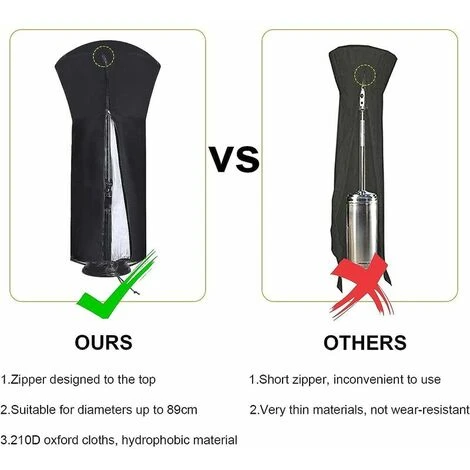 Copertura Del Riscaldatore Del Patio, Coperture Del Riscaldatore Esterne Impermeabili Rotonde Nere, Copertura Del Riscaldatore Del Patio Di Protezione Del Riscaldatore Del Patio, 226x89x48 CM 4 Copertura Del Riscaldatore Del Patio, Coperture Del Riscaldatore Esterne Impermeabili Rotonde Nere, Copertura Del Riscaldatore Del Patio Di Protezione Del Riscaldatore Del Patio, 226x89x48 CM - immagine 4