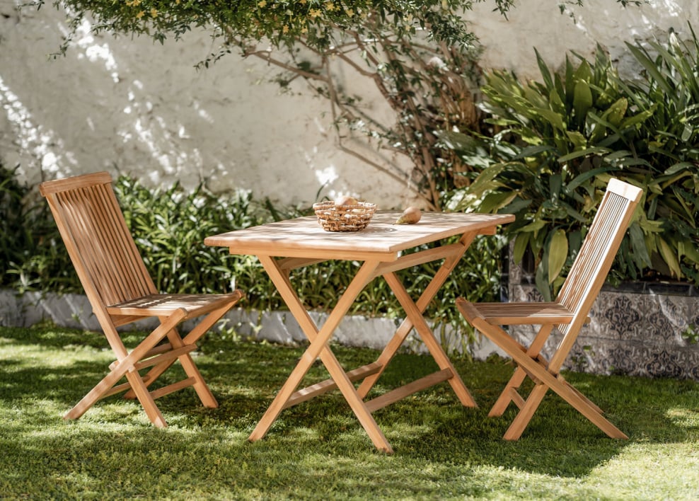 VIDAXLI NEGOZIO -VIDAXLI NEGOZIO set da giardino tavolo rettangolare e 2 sedie pieghevoli in pira teak wood